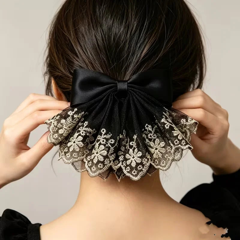 After Dark Lace Bow Clip