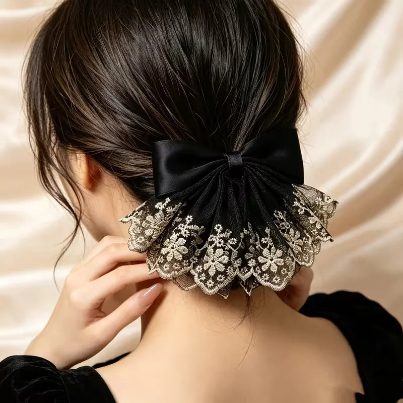 After Dark Lace Bow Clip
