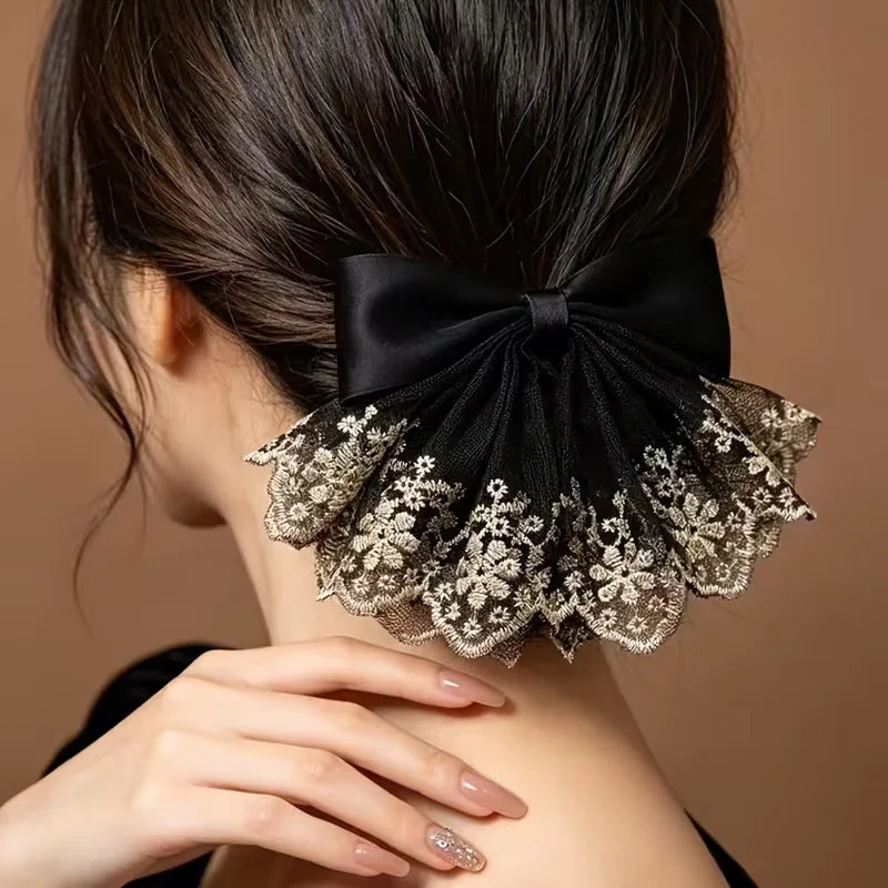 After Dark Lace Bow Clip